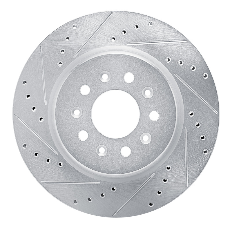 Cadillac CT4 Brake Rotor (1) - Rear Left - R1 Concepts - Drilled & Slotted - Silver - `20-`25